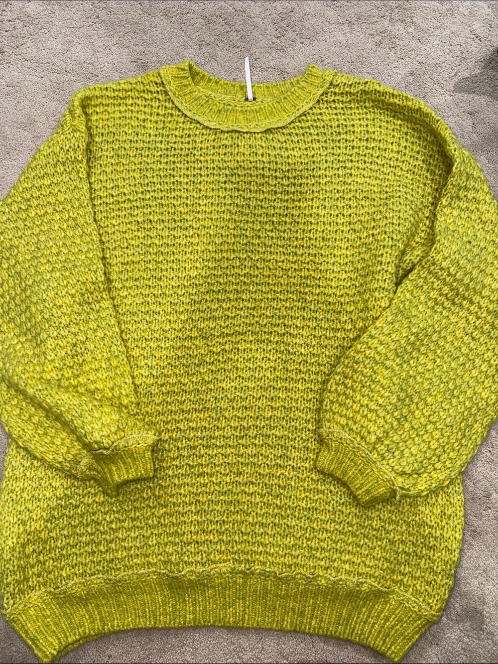 Free People Bright Lime Green Chunky Knit Women's Sweater